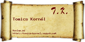 Tomics Kornél névjegykártya