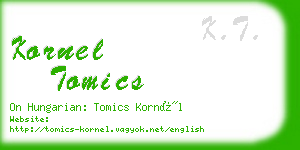 kornel tomics business card